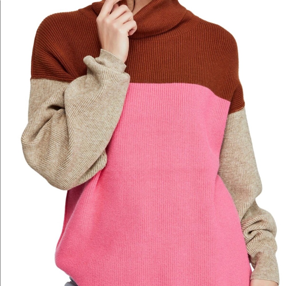 Free People Colorblock Turtleneck Sweater